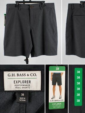 NWT G.H. Bass & Co Explorer Performance Trail Shorts Mens 38 Grey Stretch Golf
